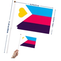 Drapeau miniature Polyamory 14x21cm avec bâton en plastique de 30cm, décoration de bureau pour la marche du Orgueil LGBTQ+, les festivals et les défilés