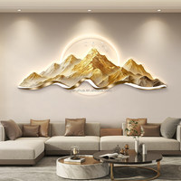 Peintures décoratives en gros pour salons avec des lumières LED en forme de montagne luxueuses et élégantes.