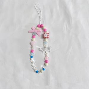 Chaîne de téléphone à pendentif en forme d'ours rose INS avec perles pour <span class=keywords><strong>iPhone</strong></span>, cordon de suspension tendance pour femmes, cordon anti-perte, bijou, breloque, sangle, cadeau - Product Image 3