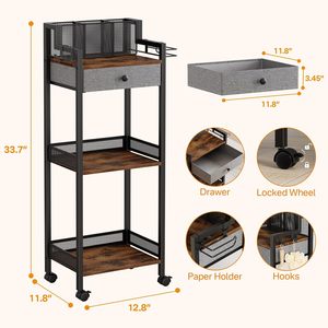 Soporte <span class=keywords><strong>de</strong></span> papel para <span class=keywords><strong>secador</strong></span> <span class=keywords><strong>de</strong></span> pelo <span class=keywords><strong>de</strong></span> metal y madera <span class=keywords><strong>de</strong></span> 3 niveles, delgado, <span class=keywords><strong>de</strong></span> <span class=keywords><strong>pie</strong></span>, para espacios estrechos, organizador lateral para inodoro y baño, para el hogar - Product Image 4