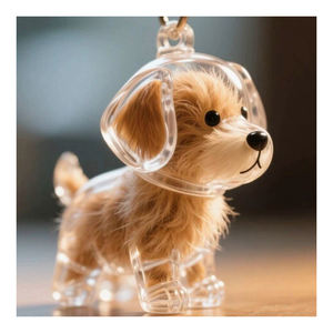 Lindo cachorro gato perro forma llavero caja de almacenamiento transparente para pelo de mascota accesorio creativo de ropa para mascotas con diseño colgante - Product Image 1