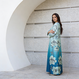 Luxury Custom Printed Polyester Abaya Dress for Muslim Women Evening <b>Party</b> Occasion Wholesale - Product Image 4