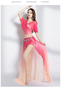 El más nuevo conjunto completo de Falda larga de Color degradado de macarrón con división alta para <span class=keywords><strong>ropa</strong></span> de actuación de <span class=keywords><strong>danza</strong></span> del vientre <span class=keywords><strong>Oriental</strong></span> - Product Image 2