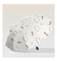 Parapluie pliant à 8 baleines noir enduit, à ouverture et fermeture automatiques, avec motif chat, personnalisable avec logo, vente en gros à bas prix, pour femmes et étudiants (cadeaux)