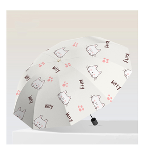 Ombrello Pieghevole a 8 Stecche con Apertura e Chiusura Automatica, Stampa Gatto, Rivestimento Nero, Personalizzabile con Logo, Prezzo all'Ingrosso, per Donne e Studenti - Product Image 3