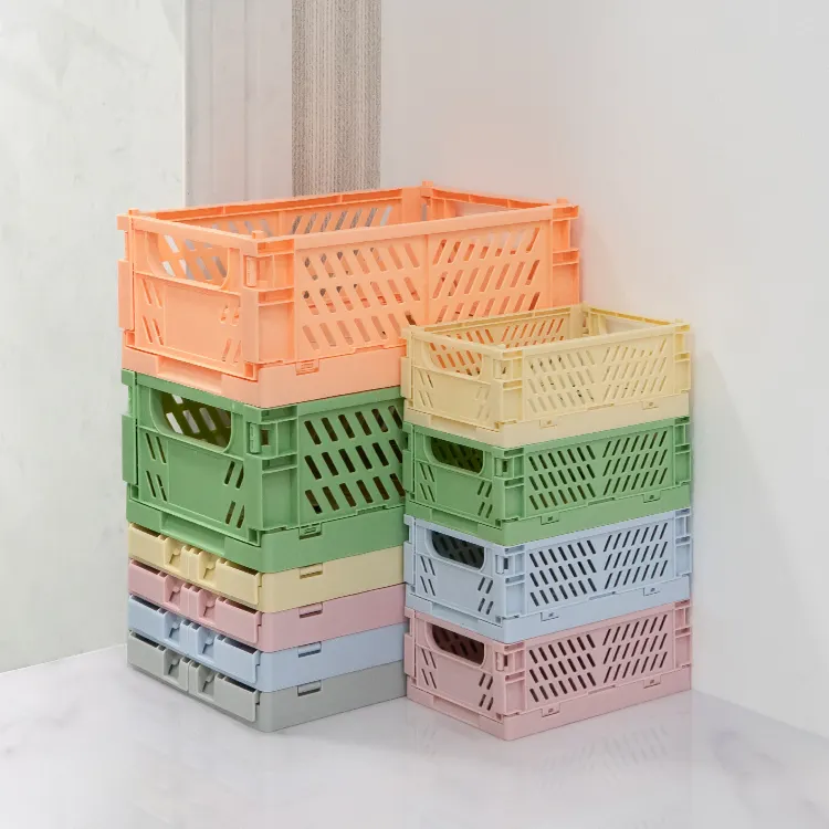 Grosir Disesuaikan Desktop Stacked Organizer Dapur Rumah Keranjang Penyimpanan Dilipat