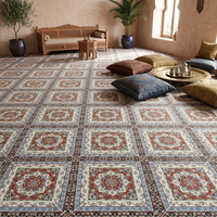 Dalles de moquette en nylon 66 de qualité commerciale 1m x 1m, motif Mandala Islamique complexe, pour Mosquées Royales, Bibliothèques et Salons