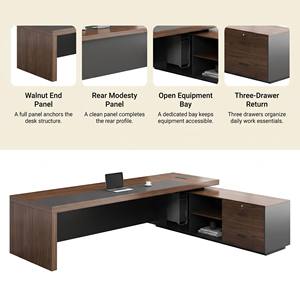 Bureau de direction en L pour le patron et le manager : simple, élégant et grandiose. Avec armoire de rangement. Personnalisable. - Product Image 4