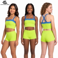 Vêtements de danse sur mesure OEM, doux, à séchage rapide, vert et bleu, pour l'entraînement en studio de danse