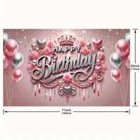 Bannière d'anniversaire personnalisée avec motif floral et papillon, toile de fond personnalisée pour la décoration de fête d'anniversaire des femmes et des filles