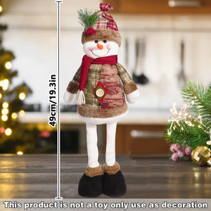 Merry Christmas Ornaments <b>Xmas</b> Gift Santa Claus Snowman <b>Tree</b> Toy Doll Vintage Snowflake Plaid Retractable Figure Doll Decor - Product Image 5