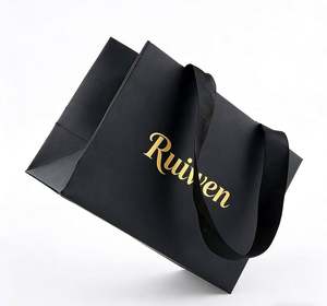 Bolsas de Compra de Papel Negro Reciclado Personalizadas para Ropa, Embalaje de Regalos Promocionales, con su Propio Logotipo, Venta al por Mayor, Bolsas de Papel Kraft Personalizadas con Asas - Product Image 6