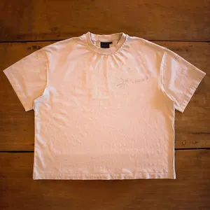 慧琳厂家来样定做100% 棉重量级t恤男士定制可逆拼接圆领复古白色t恤