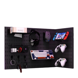 Système de panneaux perforés multifonctionnels pour le gaming sans perçage, <span class=keywords><strong>organisateur</strong></span> mural pour une installation facile et une organisation optimale de votre bureau de jeu - Product Image 6