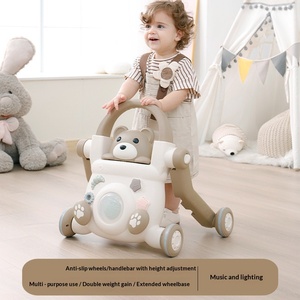 Trotteur bébé 4-en-1 en plastique, poussette anti-jambes en O, aide à l'apprentissage de la marche, jouet à s'asseoir, voiture à roulettes avec capacité de charge de 10 kg - Product Image 3