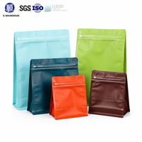 Sachet alimentaire personnalisé avec logo, finition mate épaissie, résistant à l'humidité, à fond stable, avec valve, pour café