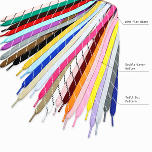 Lacets plats de 10 mm, double couche en polyester sergé à motif de points, lacets de remplacement colorés pour baskets, course à pied et usage quotidien - Product Image 3