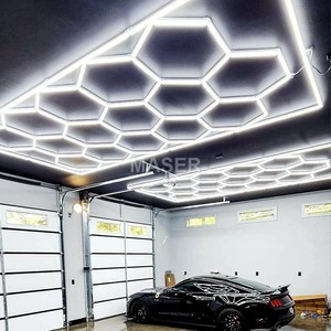 110V/220V Xe Chi Tiết Đèn nhà để xe tổ ong Trần lục giác PC trắng Hex ánh sáng cho trạm rửa xe 15 hệ thống lưới - Product Image 5