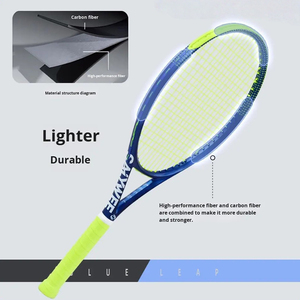 Raquette de tennis en fibre de carbone Blue Leap, adaptée à la plupart des passionnés de tennis, raquette d'entraînement - Product Image 4
