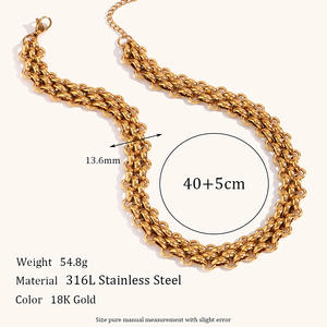 Collana a catena fatta a mano pesante e pesante in acciaio inossidabile 316L di lusso Vintage Hip Hop a <span class=keywords><strong>tre</strong></span> strati - Product Image 6