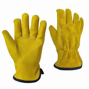 Yulan LC616 sarung tangan pengendara kulit sapi kuning, sarung tangan lapisan tahan dingin