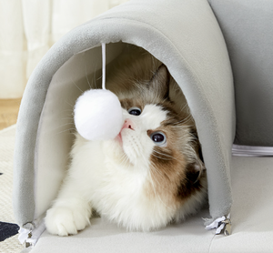 Innovatives Vier-Jahreszeiten-Katzen spielzeug bett mit Nest und Tunnel Neues Memory Foam-Haustier bett für Katzen aller Größen - Product Image 3
