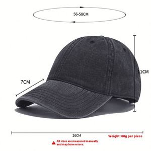 Gorra de béisbol de mezclilla casual unisex de 6 paneles, estilo Joker, con bordado 3D curvo y efecto lavado de copo de nieve. - Product Image 2