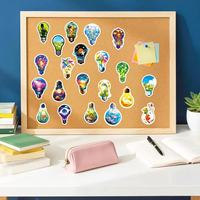 56 pegatinas de PVC impermeables con diseño de dibujos animados de bombillas, para decoración DIY de fundas de teléfono, cuadernos y vasos.
