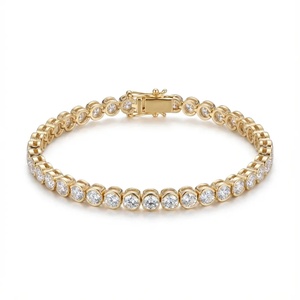 กำไลข้อมือเพชรทรงกลมแบบครึ่งวงกลม - ทอง 9k, 14k, 18k - Product Image 3