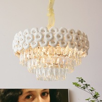 Lustre en cristal de luxe avec pendentif floral long, éclairage LED suspendu, style français, éclairage moderne pour chambre à coucher, salle à manger, salon, réglable