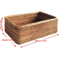 Paniers de rangement rectangulaires en rotin panier à pain tissé à la main organisateurs en osier peu profond en vrac panier de rangement tissé