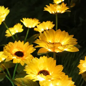 Howlighting Waterproof Courtyard Floor Lamp Solar Sunflower Led Garden Light Outdoor Decorations Solar Flower Lights