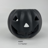 Porte-bougie chauffe-plat d'Halloween en forme personnalisée, brûleur d'huile essentielle en céramique peint à la main en forme de citrouille