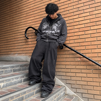 Sweat à capuche zippé personnalisé vintage délavé à l'acide, coupe ample, 500 g/m², 100 % coton, style streetwear vieilli, graphiques rétro pour hommes