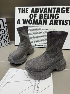 Botines de Plataforma con Suela Gruesa y Pedrería Brillante para Mujer, Modelo 2026, Zapatos Casuales de Moda - Product Image 5