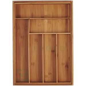 Plateau à couverts extensible en bambou, largeur réglable, organisateur de bureau pour tiroir de cuisine, écologique, multifonctionnel - Product Image 3