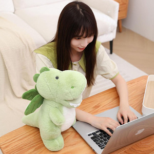 7547 Adorable Chubby peluche sonrisa Dragón Verde juguetes abrazable Animal muñecas dibujos animados Plushie regalos de cumpleaños para niños Plushie Dragon - Product Image 4
