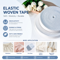 Bande élastique confortable en polyester gris clair avec logo personnalisé pour emballage cadeau, couture DIY, certifiée OEKO-TEX ISO9001