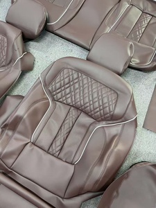Vente en gros d'usine, housses de siège imperméables de haute qualité pour Mercedes-Benz Vito <span class=keywords><strong>7</strong></span> <span class=keywords><strong>places</strong></span>, remplacement en cuir PU Napa marron, fibre de carbone - Product Image 2