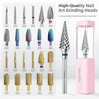 Offre Spéciale – Embout de ponceuse à ongles conique en acier tungstène, revêtement titane, alliage dur, faible chaleur, préparation lisse des cuticules, rose, avec étui de rangement