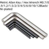 Clé Allen à bras long ou court, clé hexagonale, nickel/zinc noir, 0,9 mm-4 mm