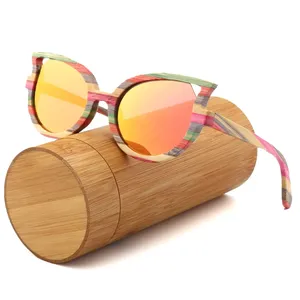 Full skateboard wooden polarized lens sunglasses with spring hinge sun glasses 2022