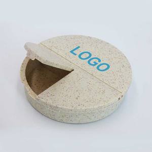 Kotak pil hadiah <span class=keywords><strong>Promo</strong></span> ukuran saku kecil bulat 3 kompartemen kotak pengatur Vitamin jerami gandum - Product Image 4