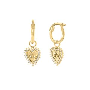 Pendientes de <span class=keywords><strong>oro</strong></span> de 18k para mujer, de Plata de Ley 925, Circonia cúbica, Ojo de corazón - Product Image 1
