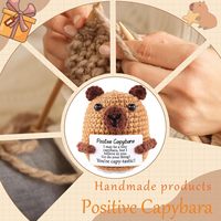 Poupée en peluche Capybara au Crochet positif pour le soutien émotionnel carte de message animale PP coton remplissage décor de bureau cadeau pour les femmes adultes