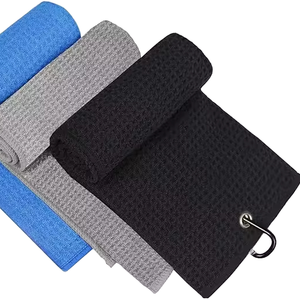 Serviette de golf en microfibre noire super douce 30x30cm, technique de tissage pliable, vente chaude Wuxi Ivy Textile - Product Image 1