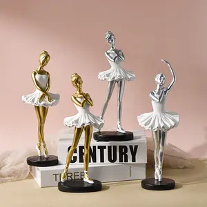 Gold silver ballerina doll ballet dancer figurines resin statue dancer ballet gifts girls home decor