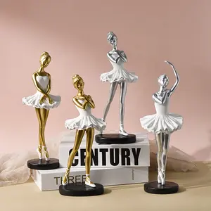 Gouden Zilveren Ballerina Pop Balletdanseres Beeldjes Hars Standbeeld Danser Ballet Geschenken Meisjes Home Decor