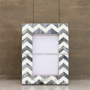 Handmade Resin Photo <b>Frame</b> Blue And White Striped Design Freestanding Horizontal <b>4x4</b> Inch - Product Image 5