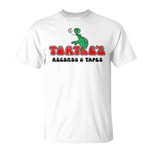 Turtle's Records & Tapes Retro Meme Camiseta blanca para adultos unisex - Product Image 1
